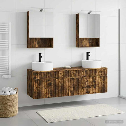 Bathroom Cabinet Set 5 pcs Smoked Oak Engineered Wood