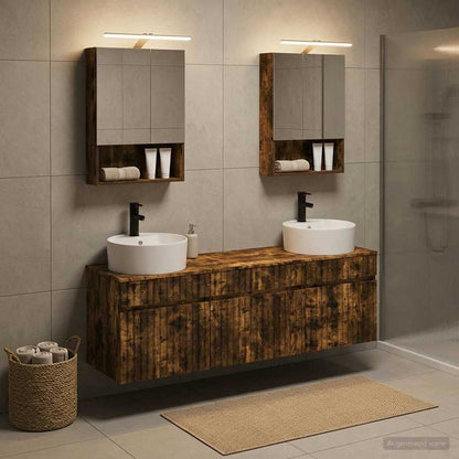 Bathroom Cabinet Set 5 pcs Smoked Oak Engineered Wood