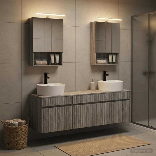 Bathroom Cabinet Set 5 pcs Grey Sonoma 50 x 14.5 x 70 cm