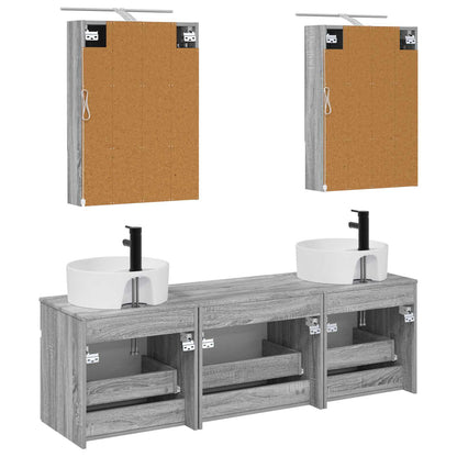 Bathroom Cabinet Set 5 pcs Grey Sonoma 50 x 14.5 x 70 cm