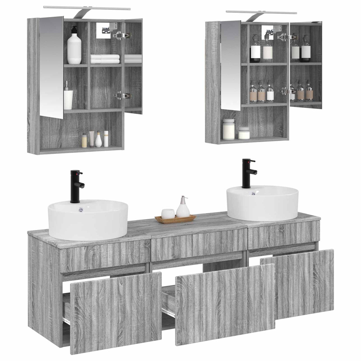 Bathroom Cabinet Set 5 pcs Grey Sonoma 50 x 14.5 x 70 cm