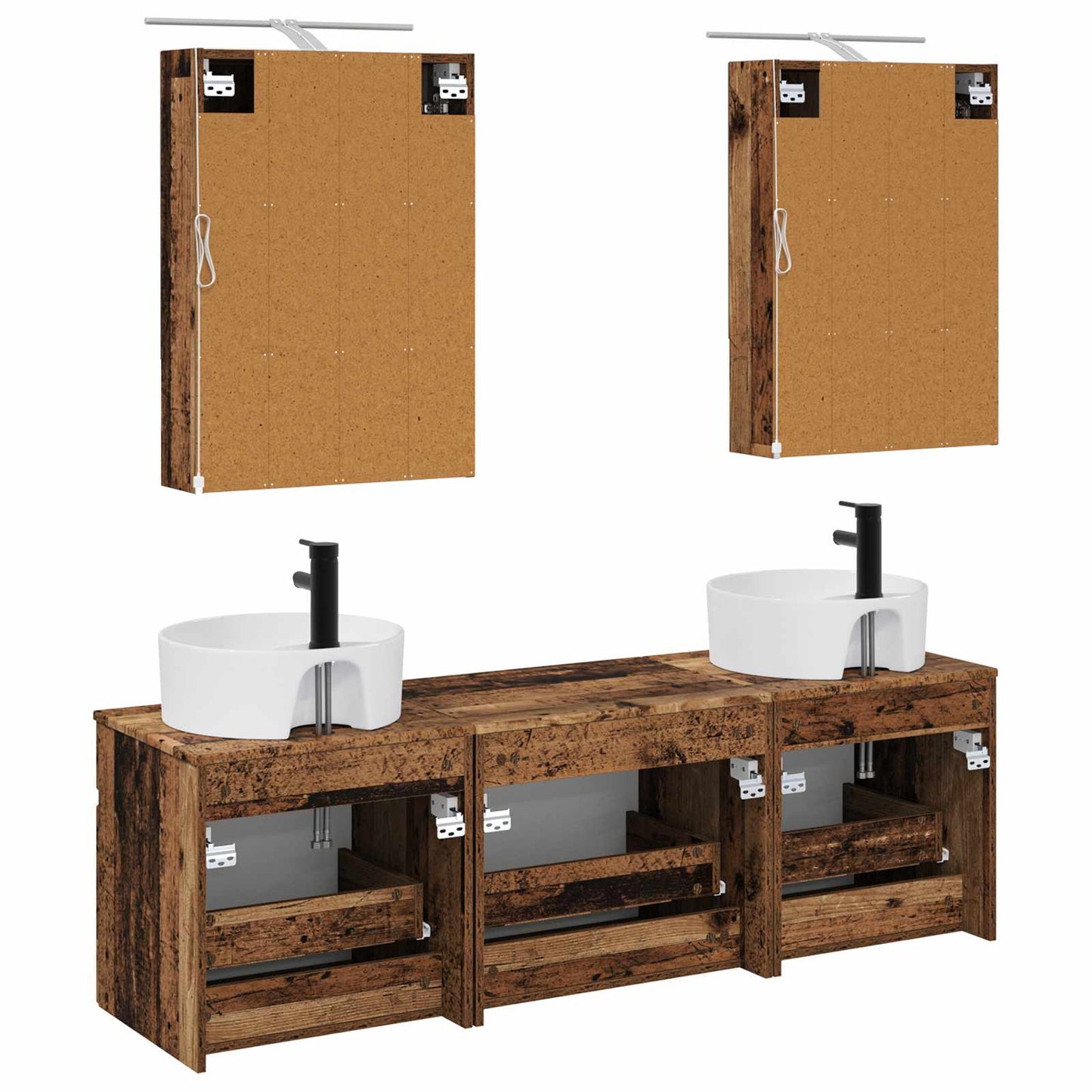 Bathroom Cabinet Set 5 pcs Old Wood Engineered Wood