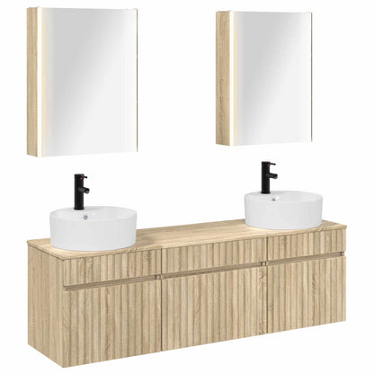 Bathroom Cabinet Set 5 pcs Sonoma Oak 53 x 15.5 x 70 cm