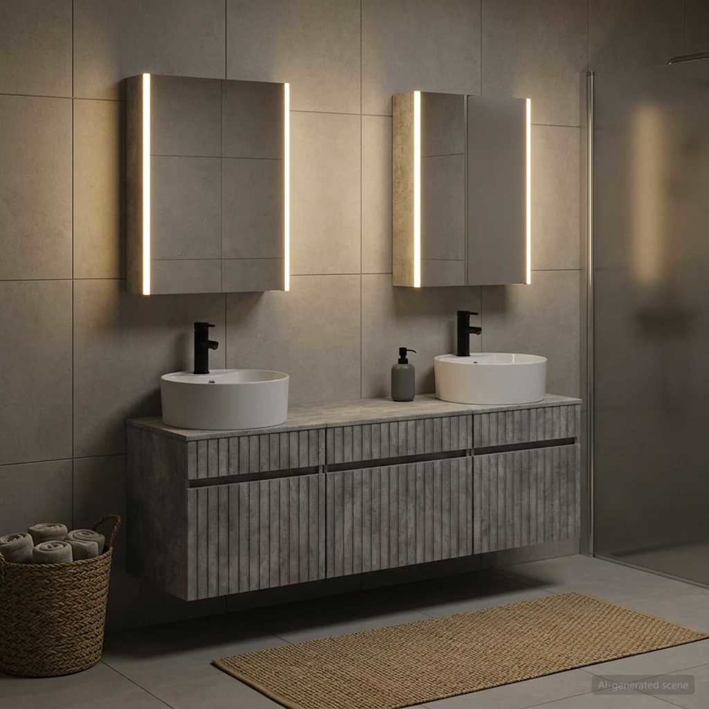 Bathroom Cabinet Set 5 pcs Concrete Grey 53 x 15.5 x 70 cm