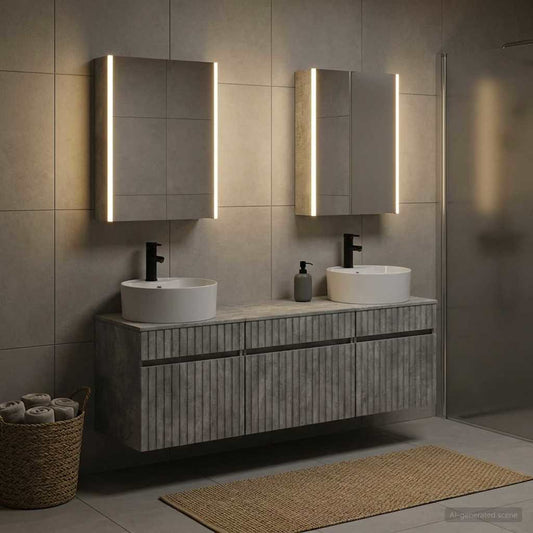 Bathroom Cabinet Set 5 pcs Concrete Grey 53 x 15.5 x 70 cm