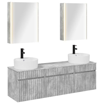 Bathroom Cabinet Set 5 pcs Concrete Grey 53 x 15.5 x 70 cm