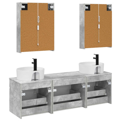 Bathroom Cabinet Set 5 pcs Concrete Grey 53 x 15.5 x 70 cm