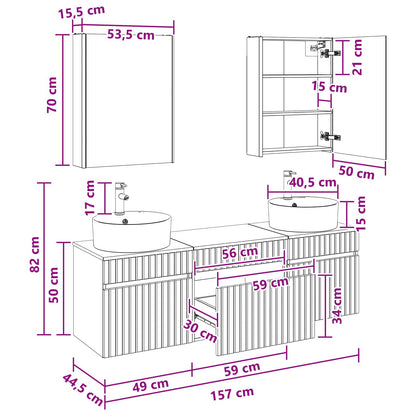 Bathroom Cabinet Set 5 pcs Concrete Grey 53 x 15.5 x 70 cm