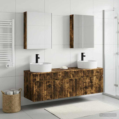Bathroom Cabinet Set 5 pcs Smoked Oak 53 x 15.5 x 70 cm