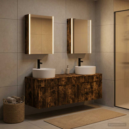 Bathroom Cabinet Set 5 pcs Smoked Oak 53 x 15.5 x 70 cm
