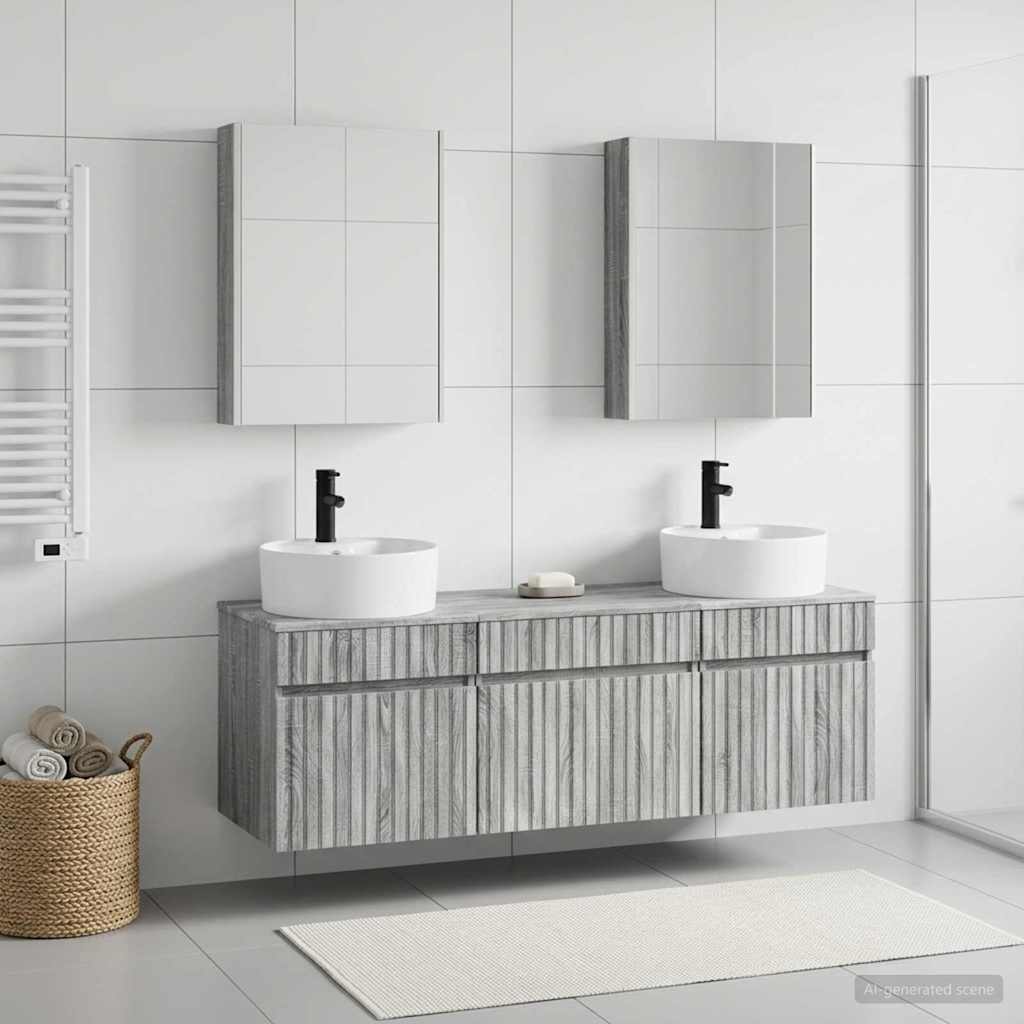 Bathroom Cabinet Set 5 pcs Grey Sonoma 53 x 15.5 x 70 cm