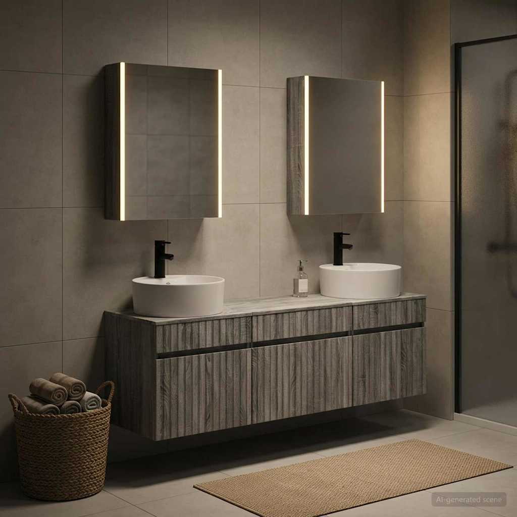 Bathroom Cabinet Set 5 pcs Grey Sonoma 53 x 15.5 x 70 cm
