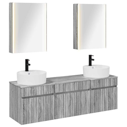 Bathroom Cabinet Set 5 pcs Grey Sonoma 53 x 15.5 x 70 cm