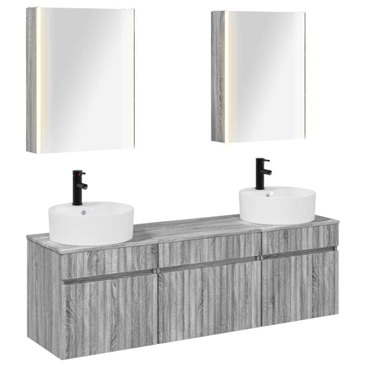 Bathroom Cabinet Set 5 pcs Grey Sonoma Engineered Wood