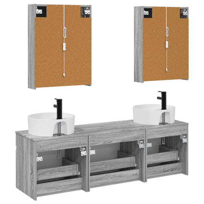Bathroom Cabinet Set 5 pcs Grey Sonoma 53 x 15.5 x 70 cm