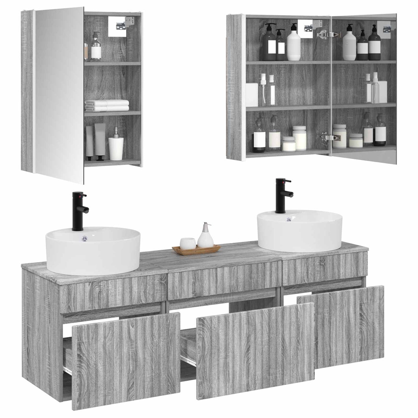 Bathroom Cabinet Set 5 pcs Grey Sonoma 53 x 15.5 x 70 cm