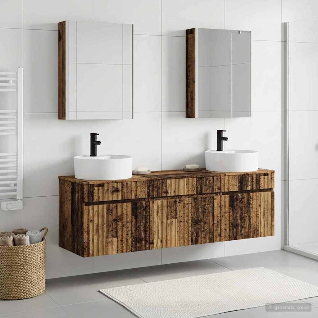Bathroom Cabinet Set 5 pcs Old Wood Engineered Wood