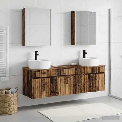Bathroom Cabinet Set 5 pcs Old Wood 53 x 15.5 x 70 cm