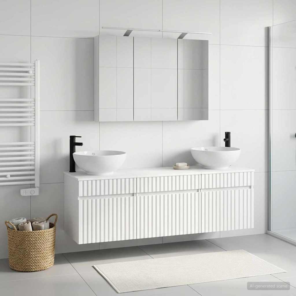 Bathroom Cabinet Set 4 pcs White 100 x 14.5 x 70 cm