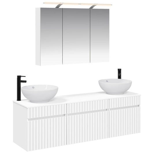 Bathroom Cabinet Set 4 pcs White 100 x 14.5 x 70 cm
