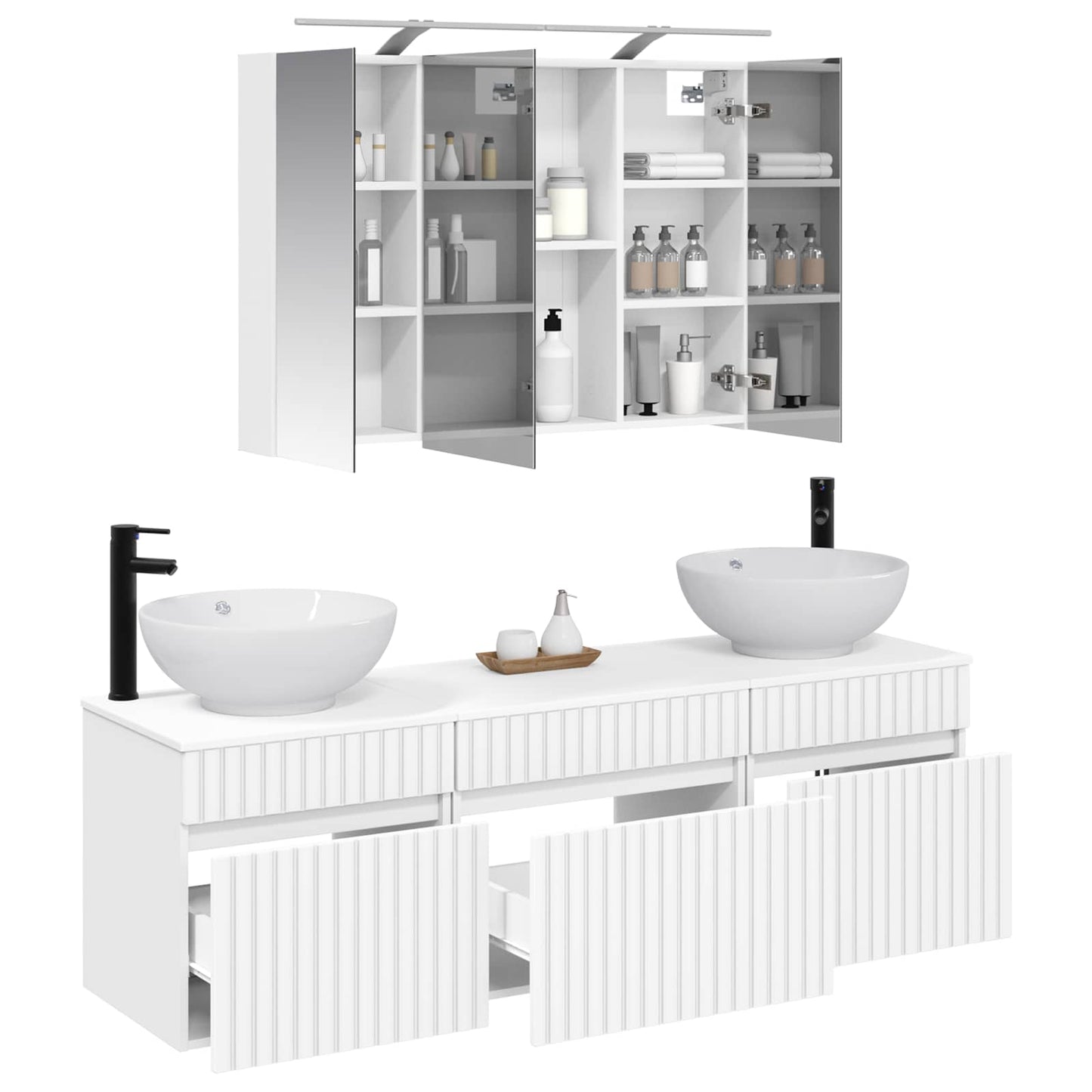 Bathroom Cabinet Set 4 pcs White 100 x 14.5 x 70 cm
