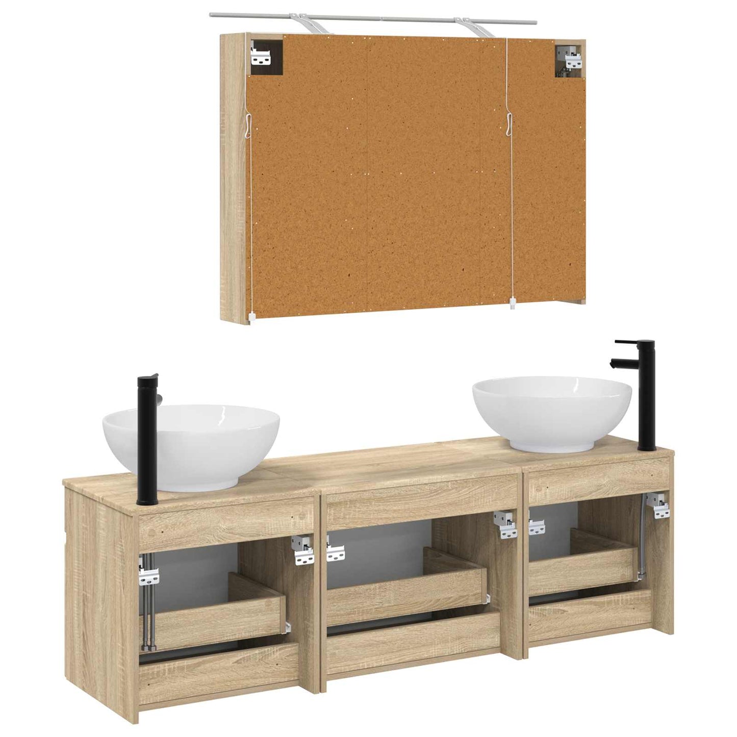 Bathroom Cabinet Set 4 pcs Sonoma Oak Engineered Wood