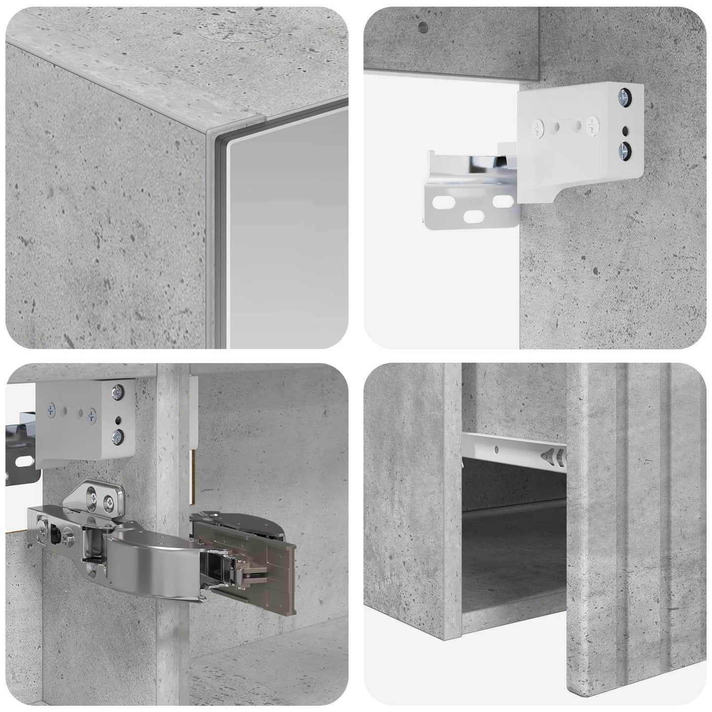 Bathroom Cabinet Set 4 pcs Concrete Grey Engineered Wood