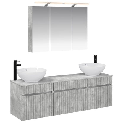 Bathroom Cabinet Set 4 pcs Concrete Grey Engineered Wood
