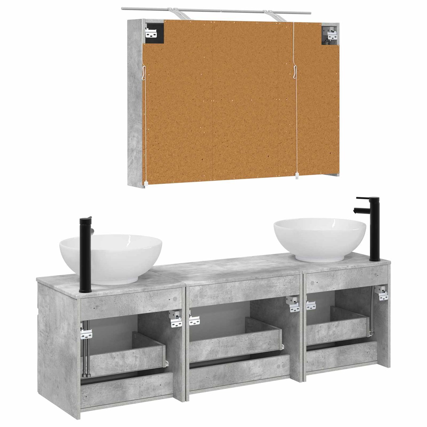 Bathroom Cabinet Set 4 pcs Concrete Grey Engineered Wood