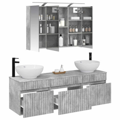 Bathroom Cabinet Set 4 pcs Concrete Grey Engineered Wood