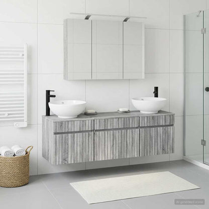 Bathroom Cabinet Set 4 pcs Grey Sonoma 100 x 14.5 x 70 cm