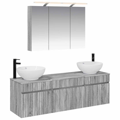 Bathroom Cabinet Set 4 pcs Grey Sonoma 100 x 14.5 x 70 cm