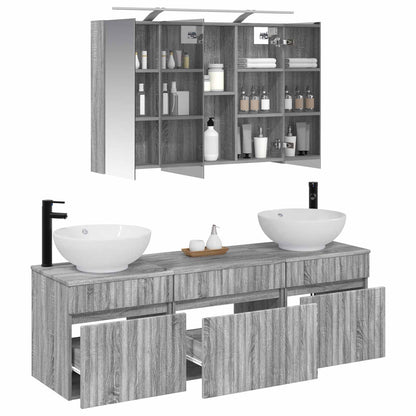 Bathroom Cabinet Set 4 pcs Grey Sonoma 100 x 14.5 x 70 cm