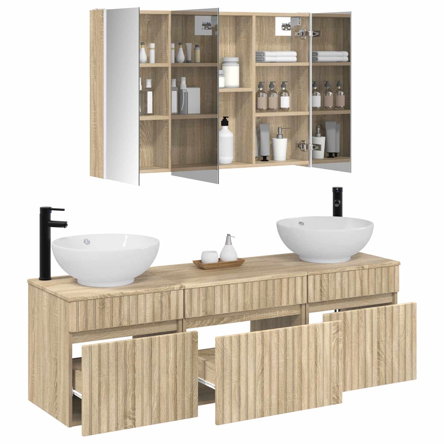 Bathroom Cabinet Set 4 pcs Sonoma Oak 103.5 x 15.5 x 70 cm