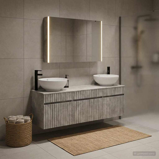 Bathroom Cabinet Set 4 pcs Concrete Grey 103.5 x 15.5 x 70 cm