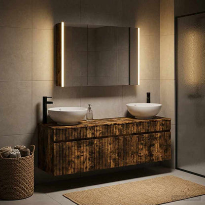 Bathroom Cabinet Set 4 pcs Smoked Oak 103.5 x 15.5 x 70 cm