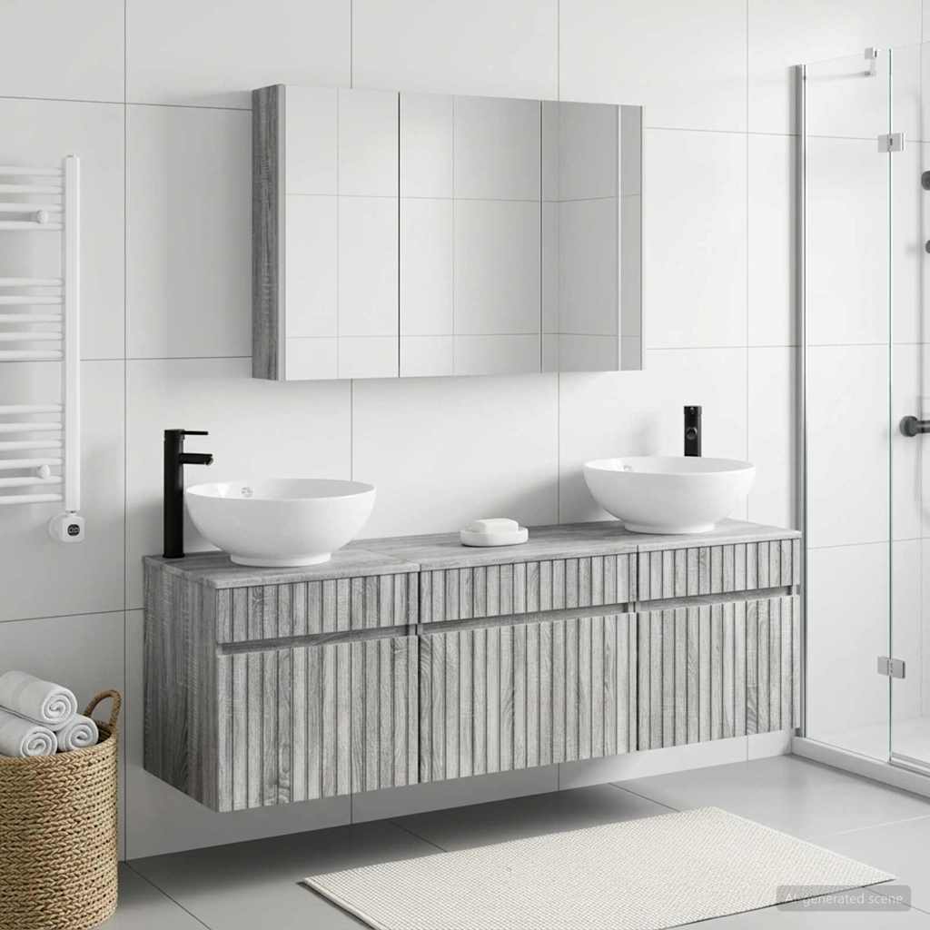 Bathroom Cabinet Set 4 pcs Grey Sonoma 103.5 x 15.5 x 70 cm