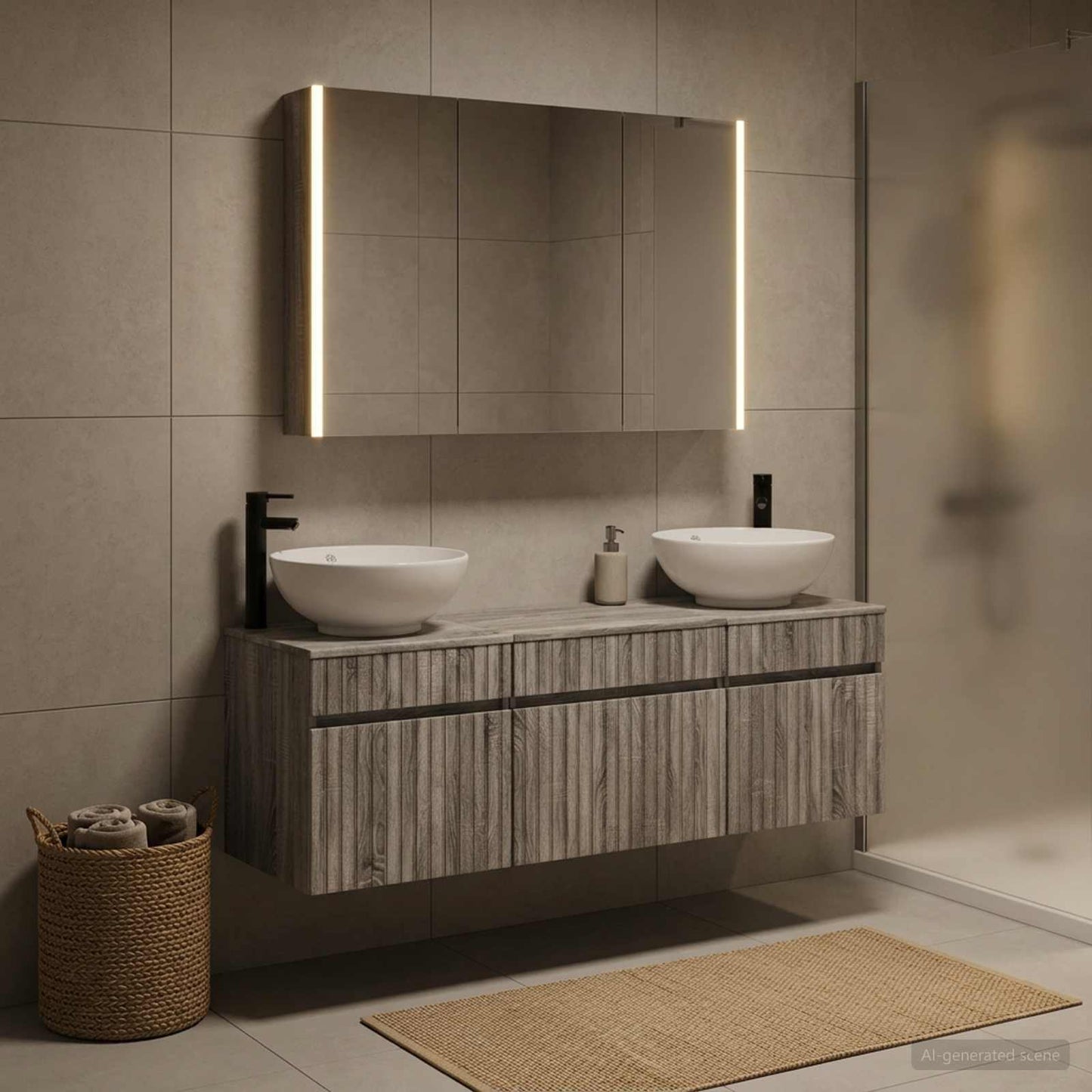Bathroom Cabinet Set 4 pcs Grey Sonoma 103.5 x 15.5 x 70 cm