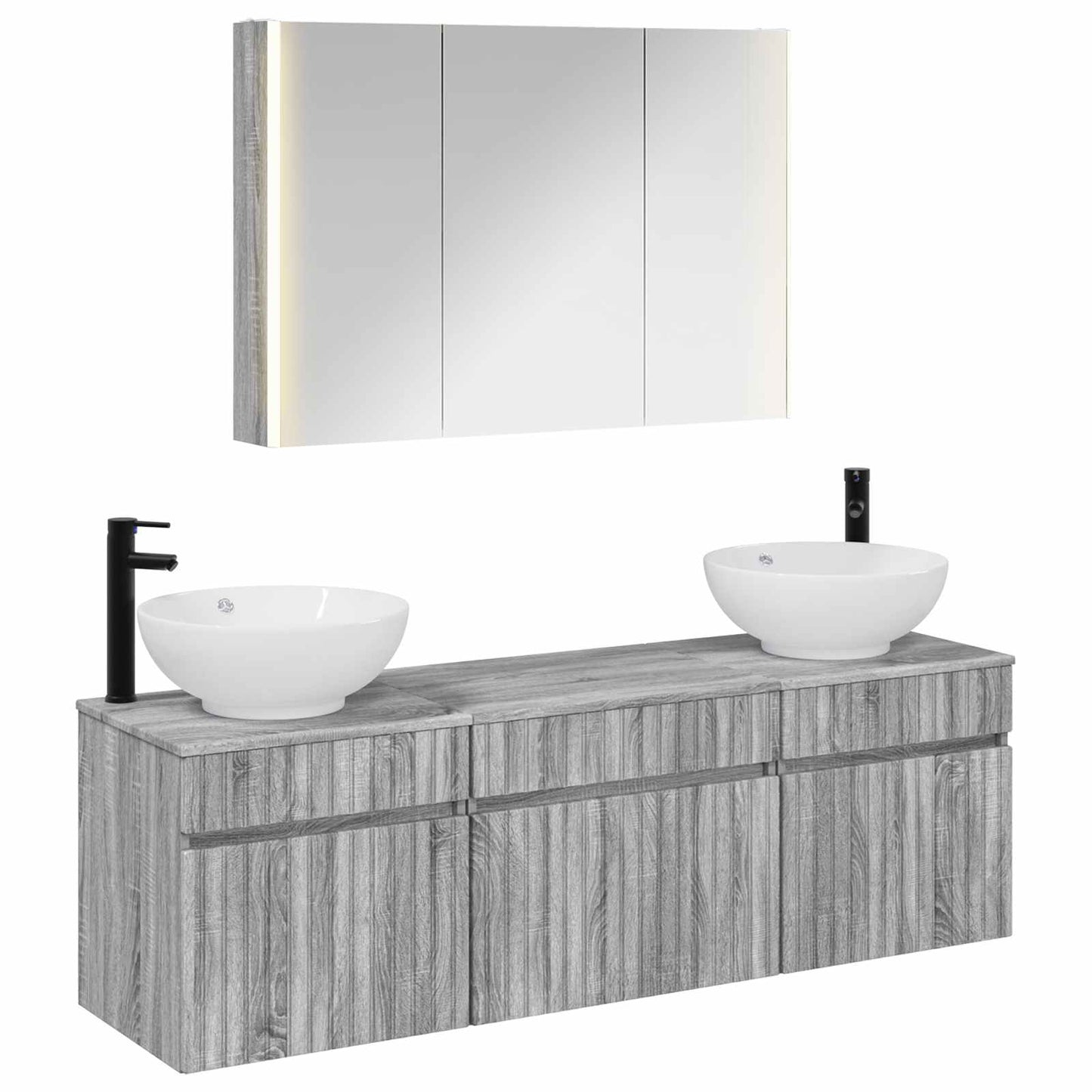 Bathroom Cabinet Set 4 pcs Grey Sonoma 103.5 x 15.5 x 70 cm