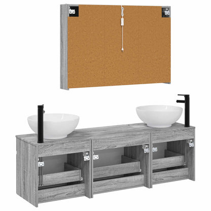 Bathroom Cabinet Set 4 pcs Grey Sonoma 103.5 x 15.5 x 70 cm