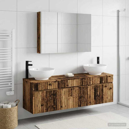 Bathroom Cabinet Set 4 pcs Old Wood 103.5 x 15.5 x 70 cm