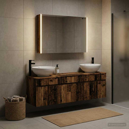 Bathroom Cabinet Set 4 pcs Old Wood 103.5 x 15.5 x 70 cm