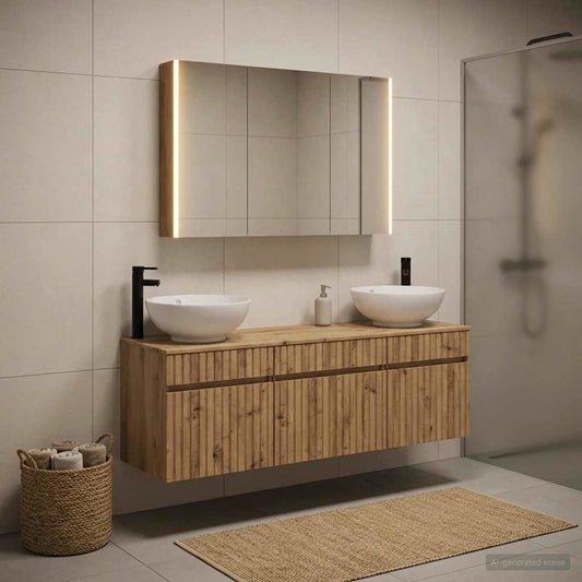 Bathroom Cabinet Set 4 pcs Artisan Oak 103.5 x 15.5 x 70 cm