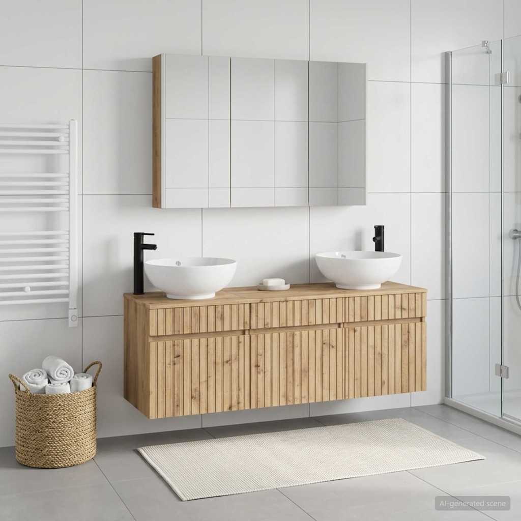 Bathroom Cabinet Set 4 pcs Artisan Oak 103.5 x 15.5 x 70 cm