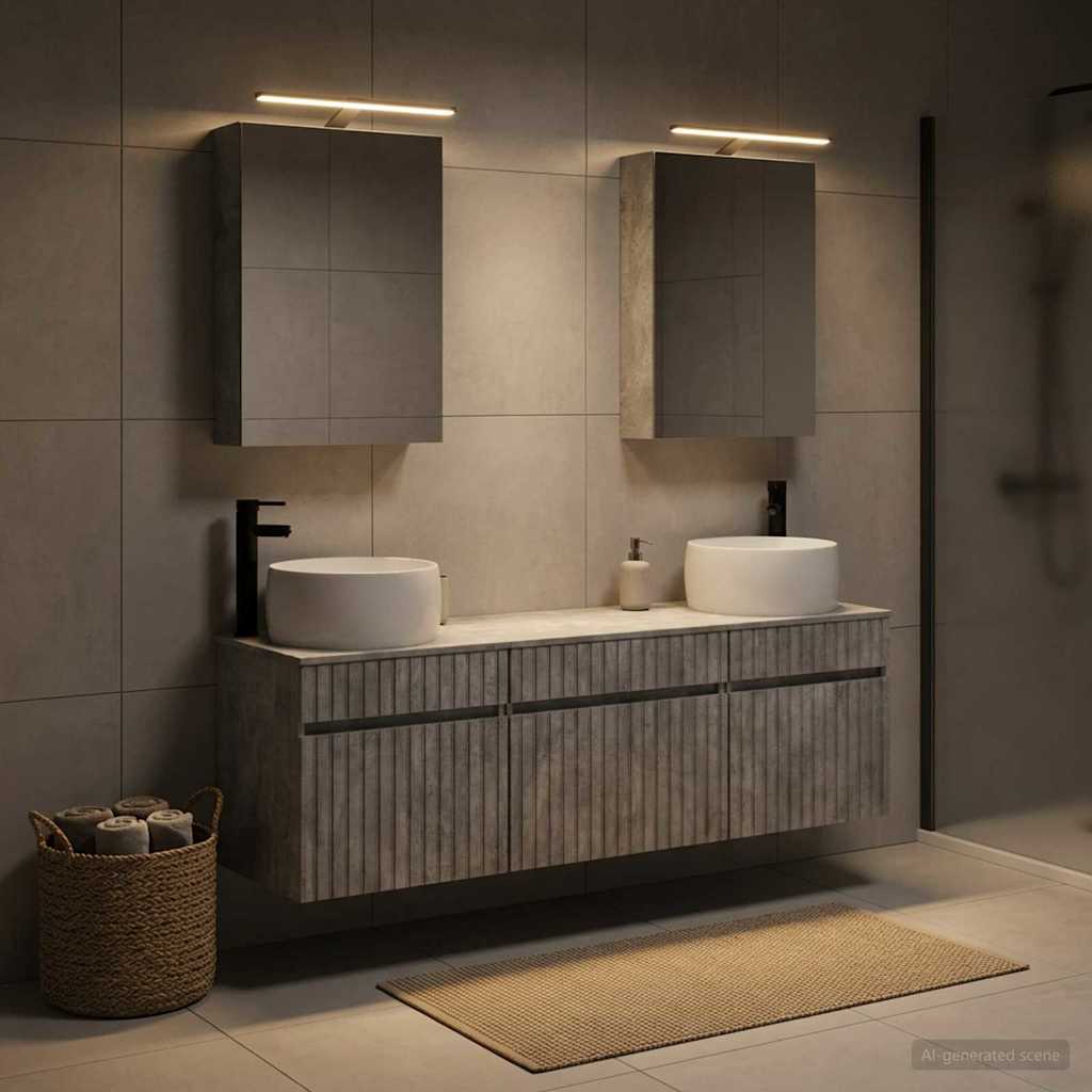 Bathroom Cabinet Set 5 pcs Concrete Grey 50 x 14.5 x 70 cm