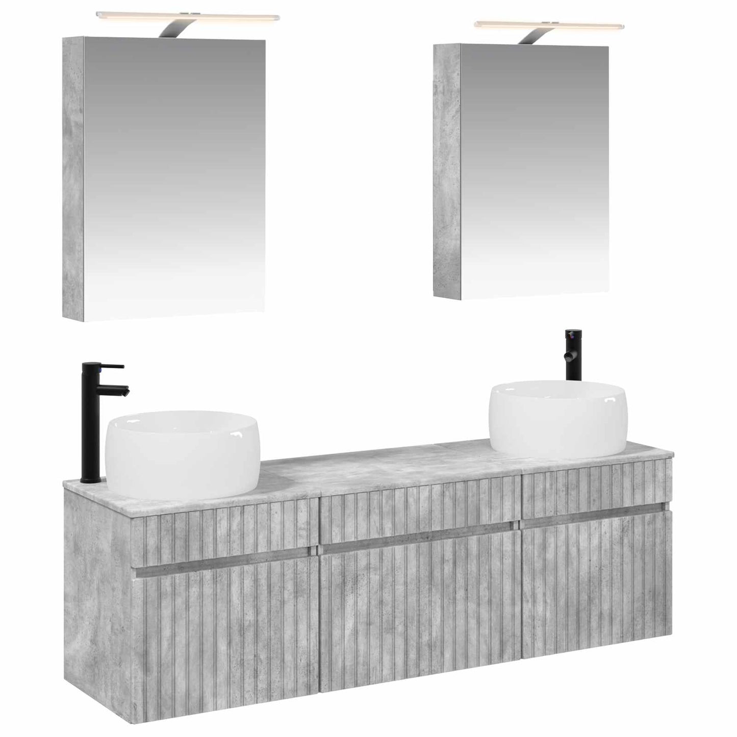 Bathroom Cabinet Set 5 pcs Concrete Grey 50 x 14.5 x 70 cm