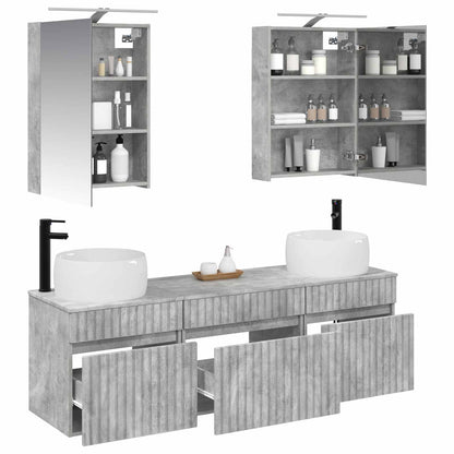 Bathroom Cabinet Set 5 pcs Concrete Grey 50 x 14.5 x 70 cm