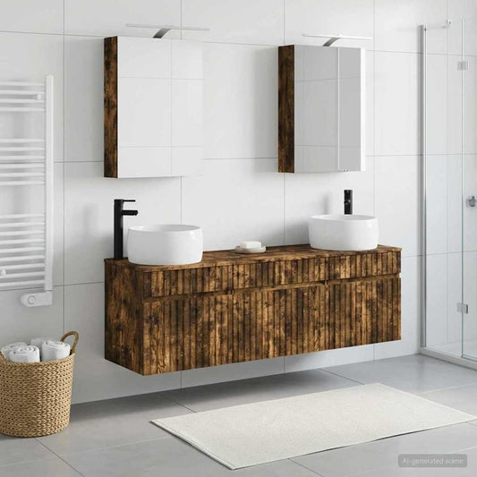 Bathroom Cabinet Set 5 pcs Smoked Oak 50 x 14.5 x 70 cm