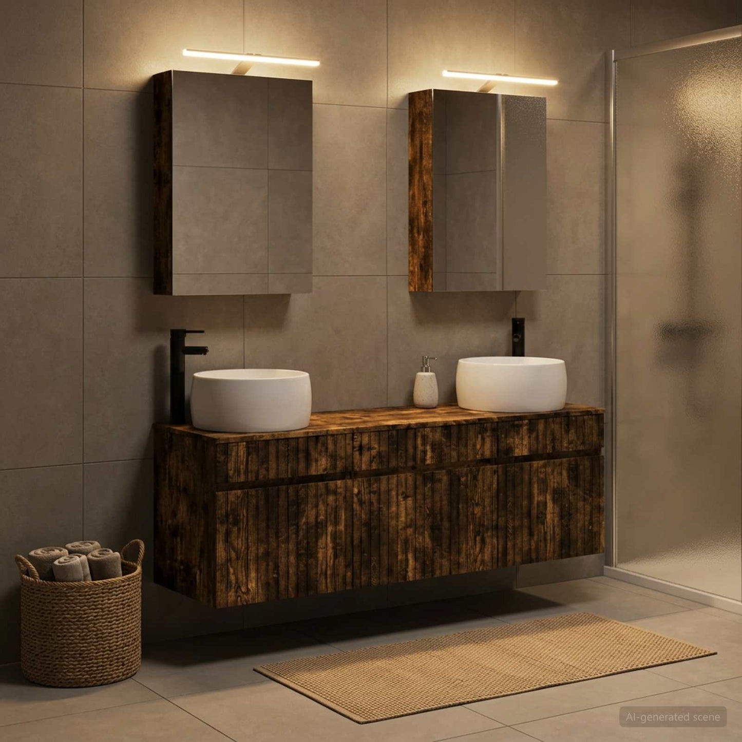 Bathroom Cabinet Set 5 pcs Smoked Oak 50 x 14.5 x 70 cm