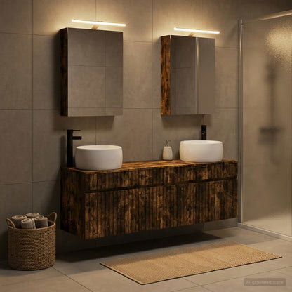 Bathroom Cabinet Set 5 pcs Smoked Oak 50 x 14.5 x 70 cm